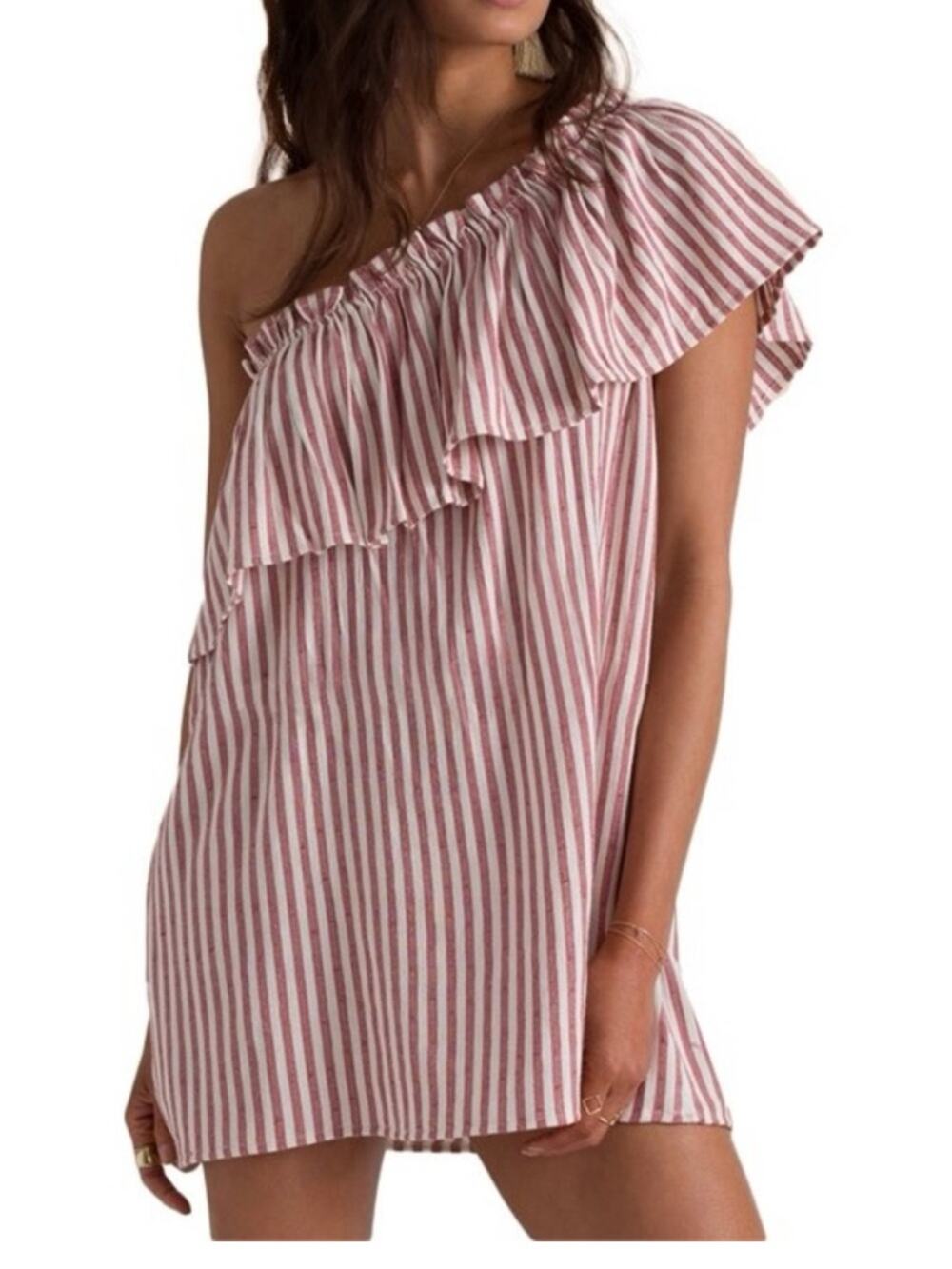 Billabong size Small Sincerely Jules Right Minded One-Shoulder Striped Dress